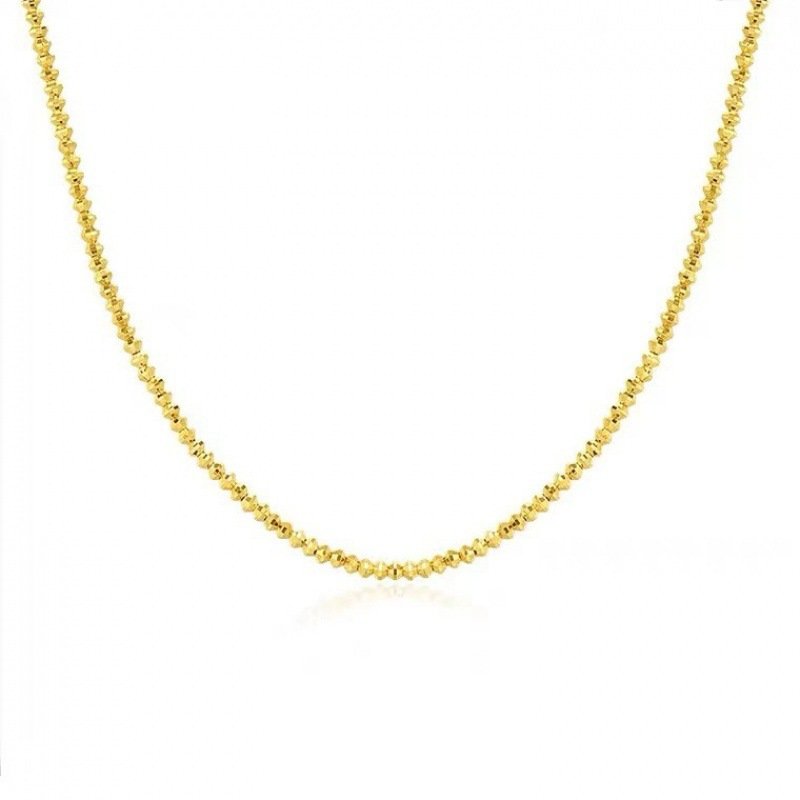 18K Gold Necklace Bungee Laser Bead Wave Bead Chain – Bild 5