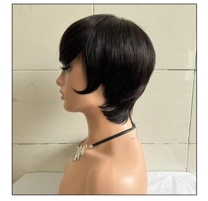 Short Straight Wig Women's Short Hair Head Cover Real Human Hair – Bild 6
