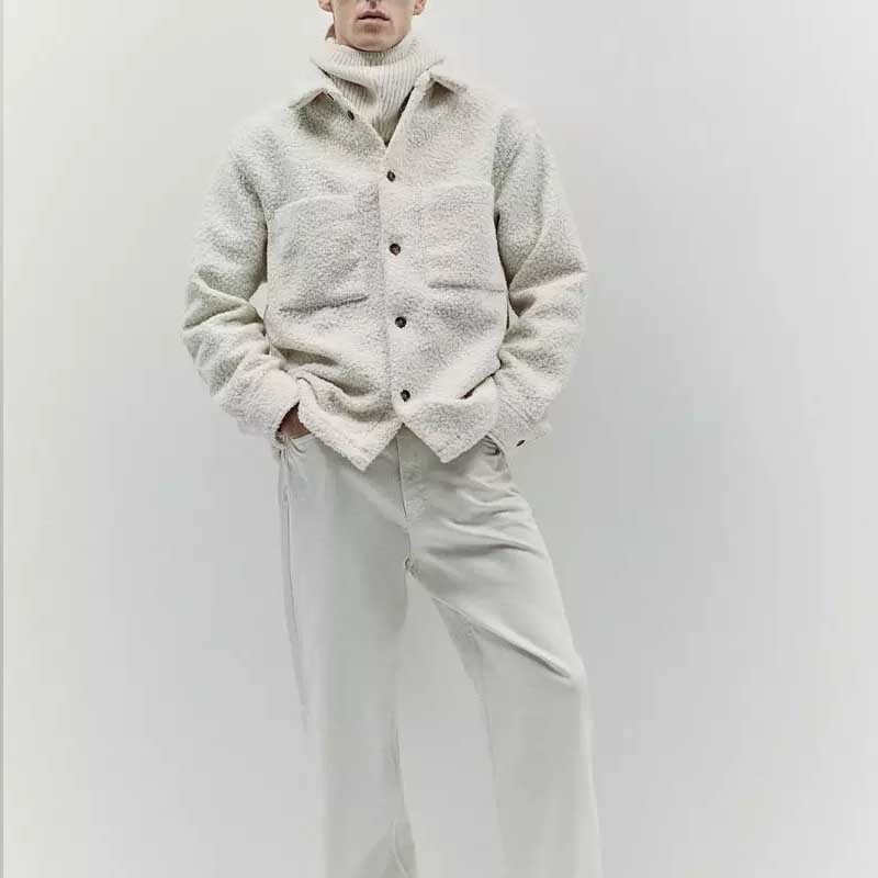 Fashion Solid Color Polo Collar Casual Lamb Wool Coat – Bild 3