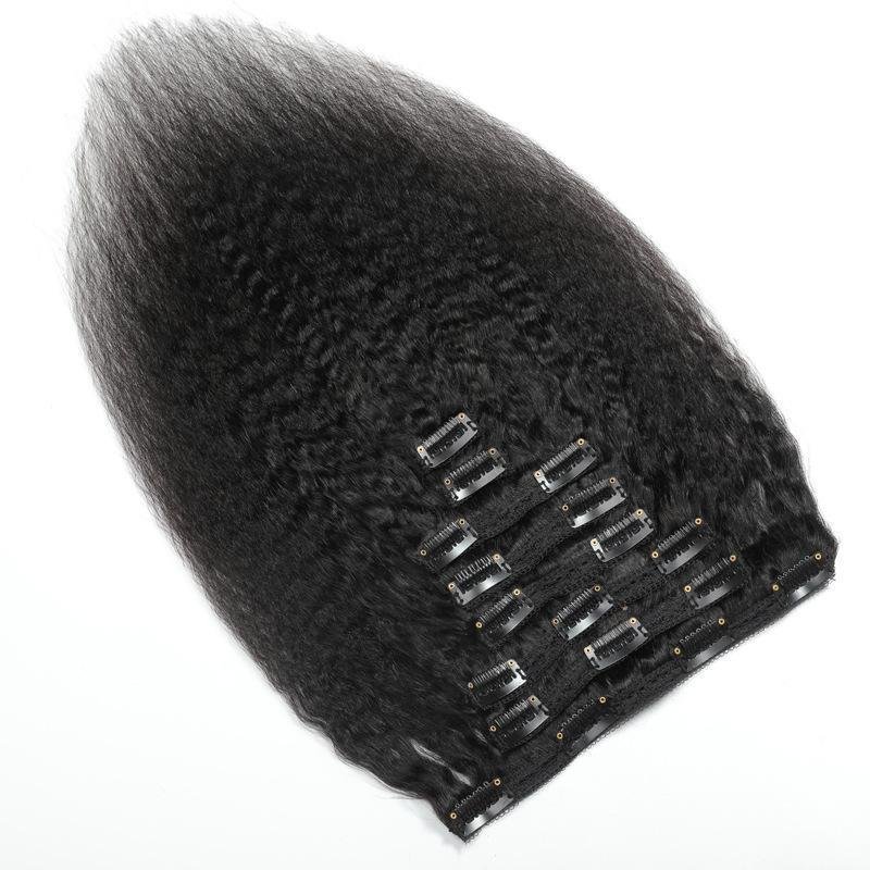 Kinky Straight ClipIn Human Hair Extensions Natural – Bild 5