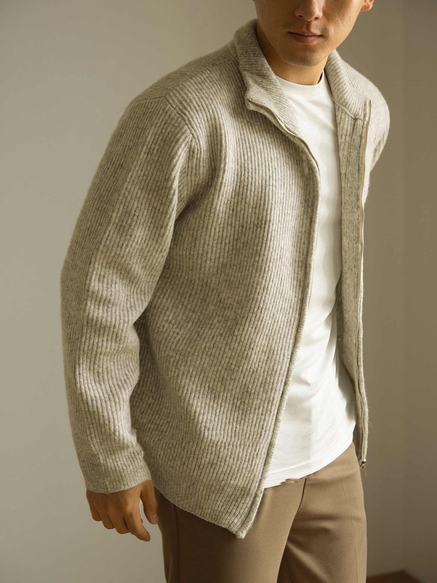 Knitted Zipper Jacket Loose Casual Turtleneck Men's Sweater – Bild 5