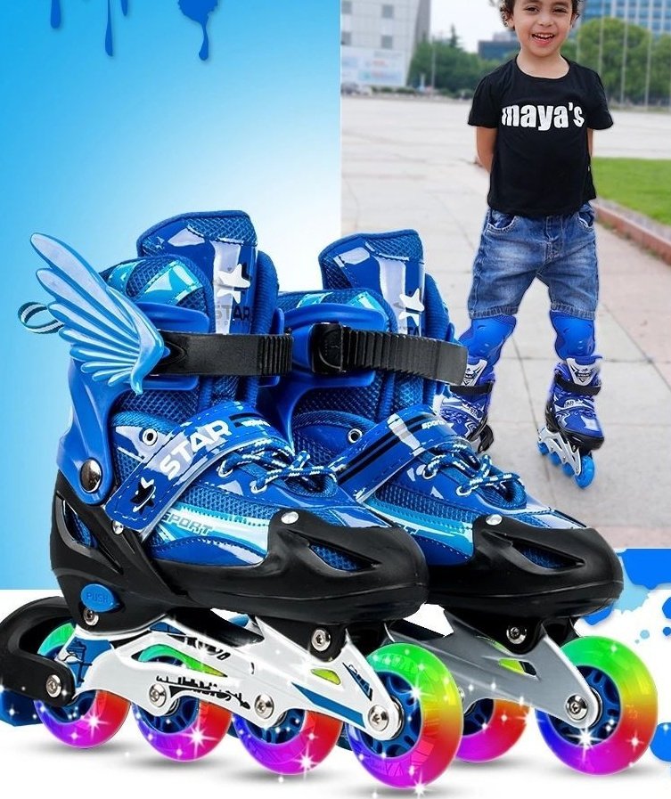 New Boy Girl Children Inline Skates Adjustable Size Flashing Roller Skating Boots for Kids – Bild 4