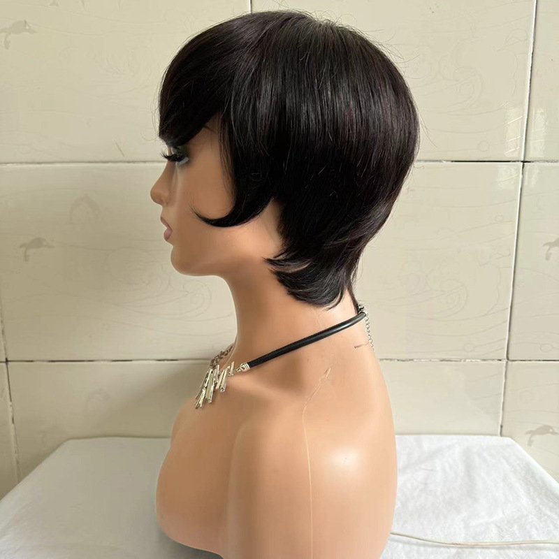 Short Straight Wig Women's Short Hair Head Cover Real Human Hair – Bild 3