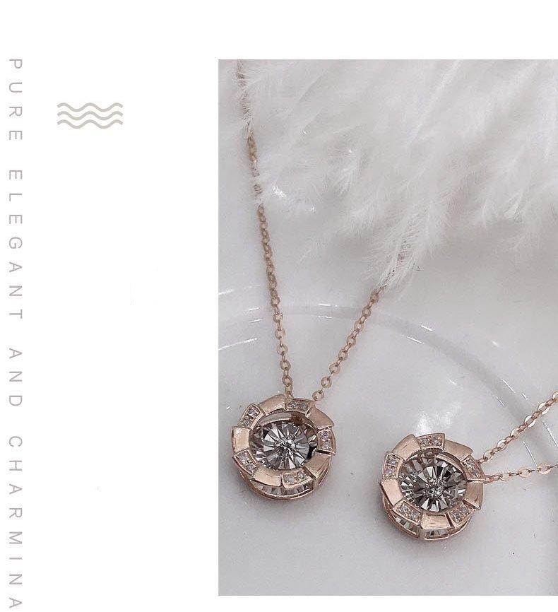 Rose Gold Pulsatile Heart Diamond Pendant Clavicle Chain – Bild 6