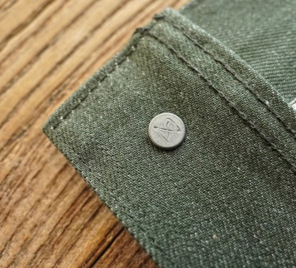 Vulcanized Green Puree Denim Retro Workwear Pure Cotton Coat Men – Bild 4