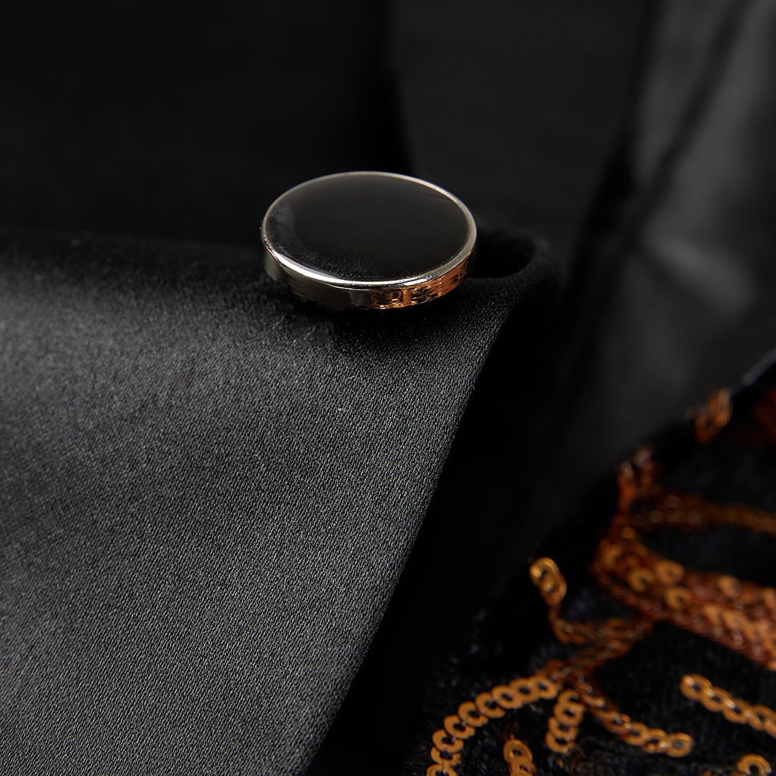 Men's Patchwork Gold Leaf Sequined Suit Jacket – Bild 2