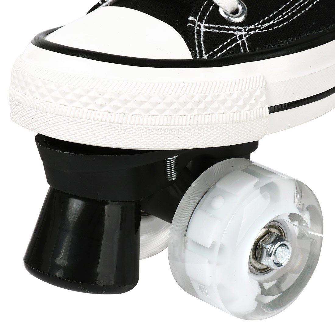 Canvas Black White Double Row Skates Adult Flash Roller Skating Rink Roller Skates – Bild 4