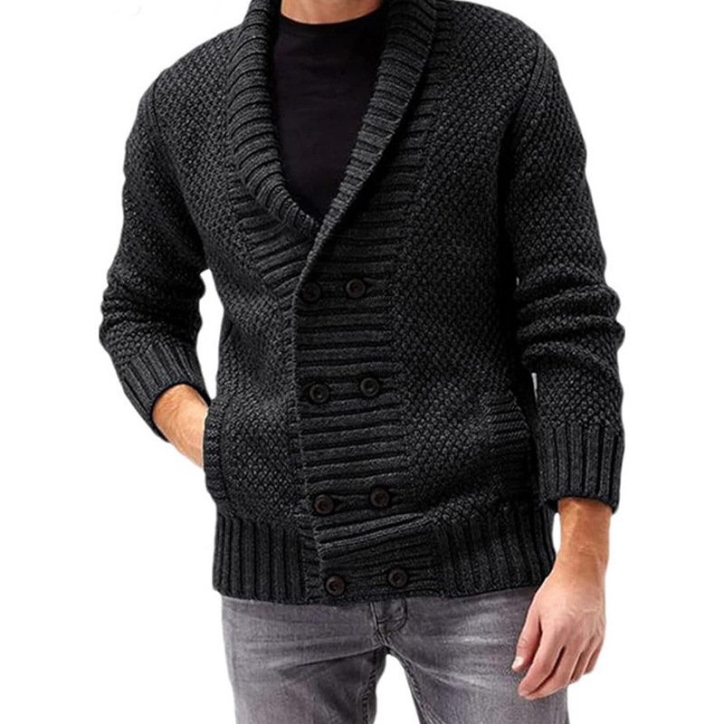Fashion Simple Solid Color Men's Comfortable Long Sleeve Lapel Sweater – Bild 10