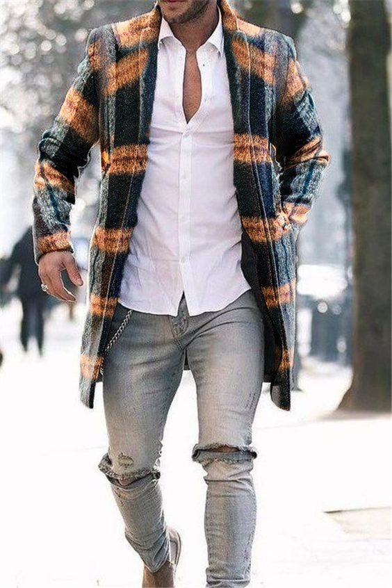 Men's Woolen Stand Collar Mid-length Trench Coat – Bild 5