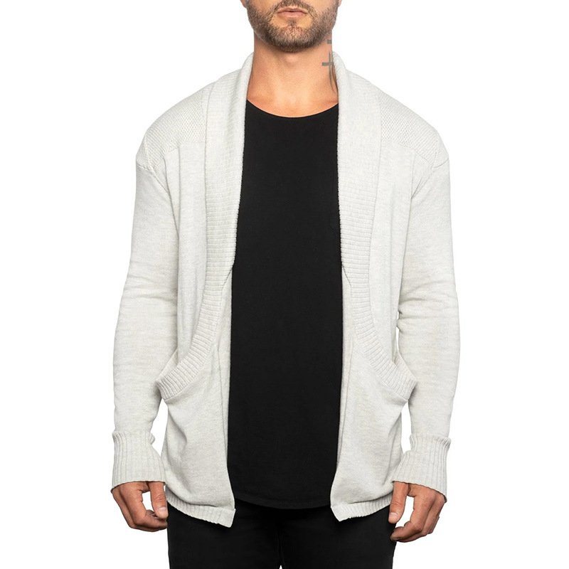 Solid Color Cardigan Sweater With Pockets Casual Men's Long-sleeved Coat – Bild 4