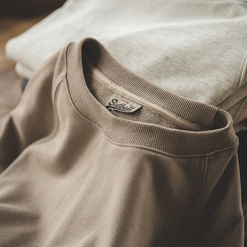 Retro Washed Heavy Looped Fabric Round Neck Sweater – Bild 2