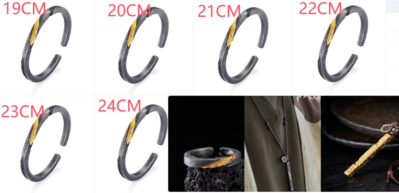 Bracelet Men's Pure Silver Personalized Retro Set In 24K Gold – Bild 9