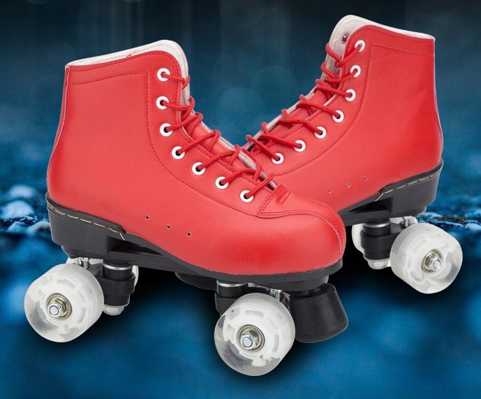 Big Red Cowhide Double Row Skates With Flashing Wheels And Wear Resistant – Bild 6