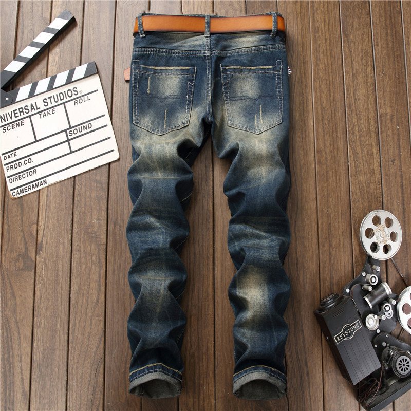 Ripped European And American Fashion Cool Trendy Straight Men's Jeans – Bild 7