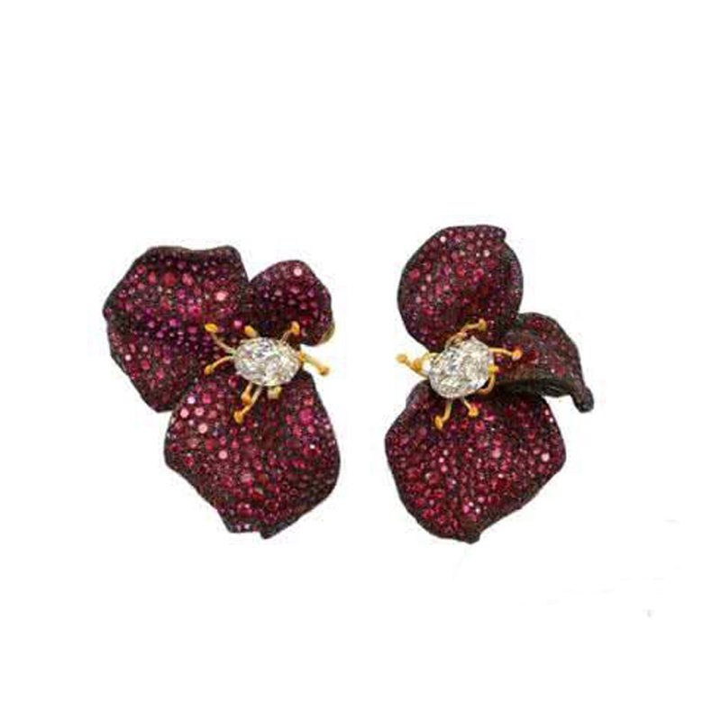 Simple Rose Sterling Silver And Black Gold Plated Earrings – Bild 5