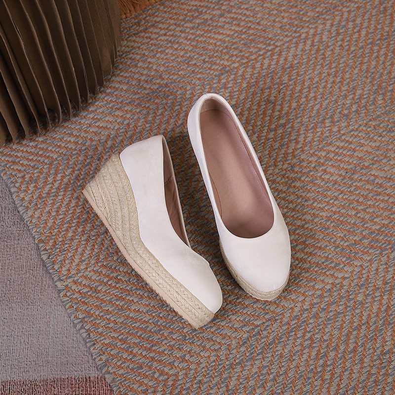 Women's Wedge Heel Thick Sole Round Toe Shallow Mouth Single Shoe – Bild 8