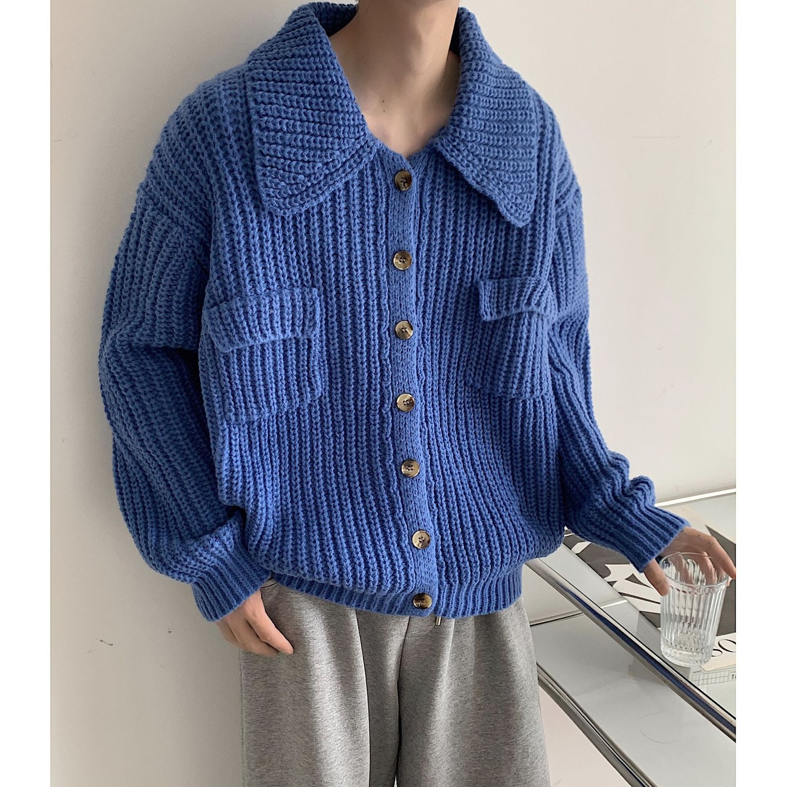 Winter Lapel Sweater Single-breasted Men's Loose Cardigan – Bild 3