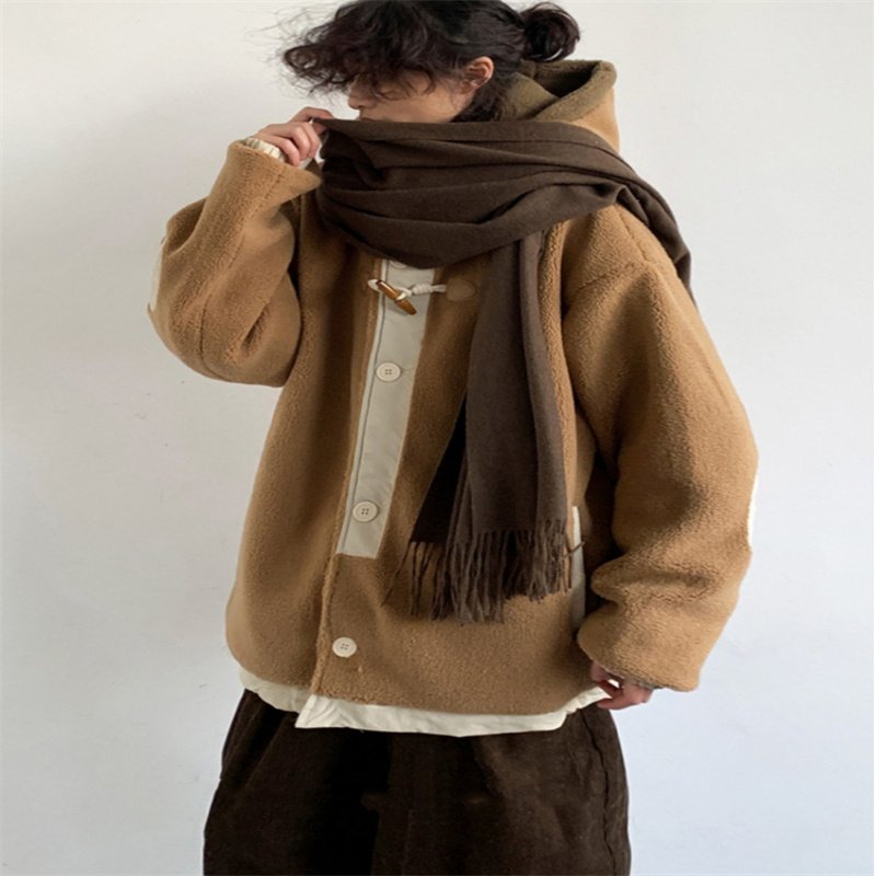 Japanese-style Retro Single-breasted Horn Button Polar Fleece Cotton-padded Coat For Men And Women – Bild 5