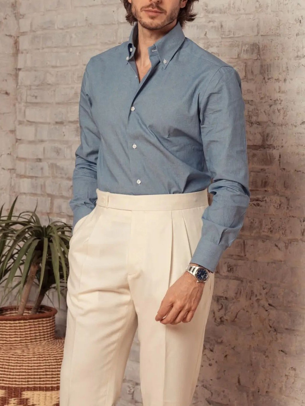 Men's Solid Color Button Pants – Bild 2