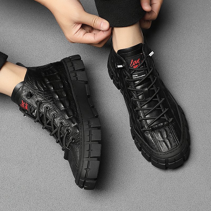 Fashionable Warm High-top Leather Shoes For Men – Bild 3