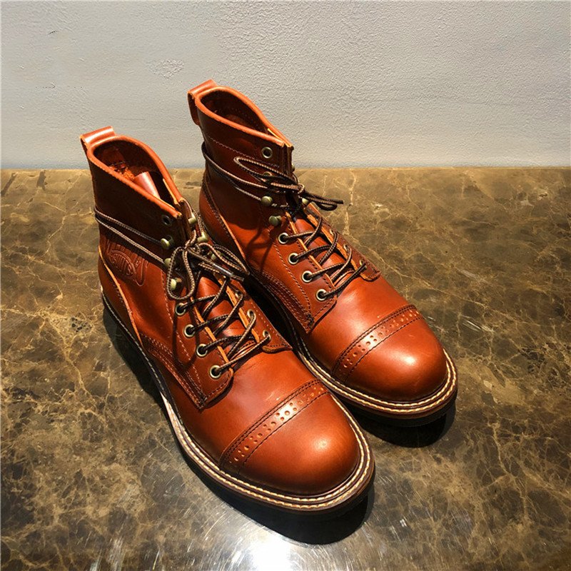 High-top Boots Leather All-match Mid-top Men's Shoes Trend – Bild 7