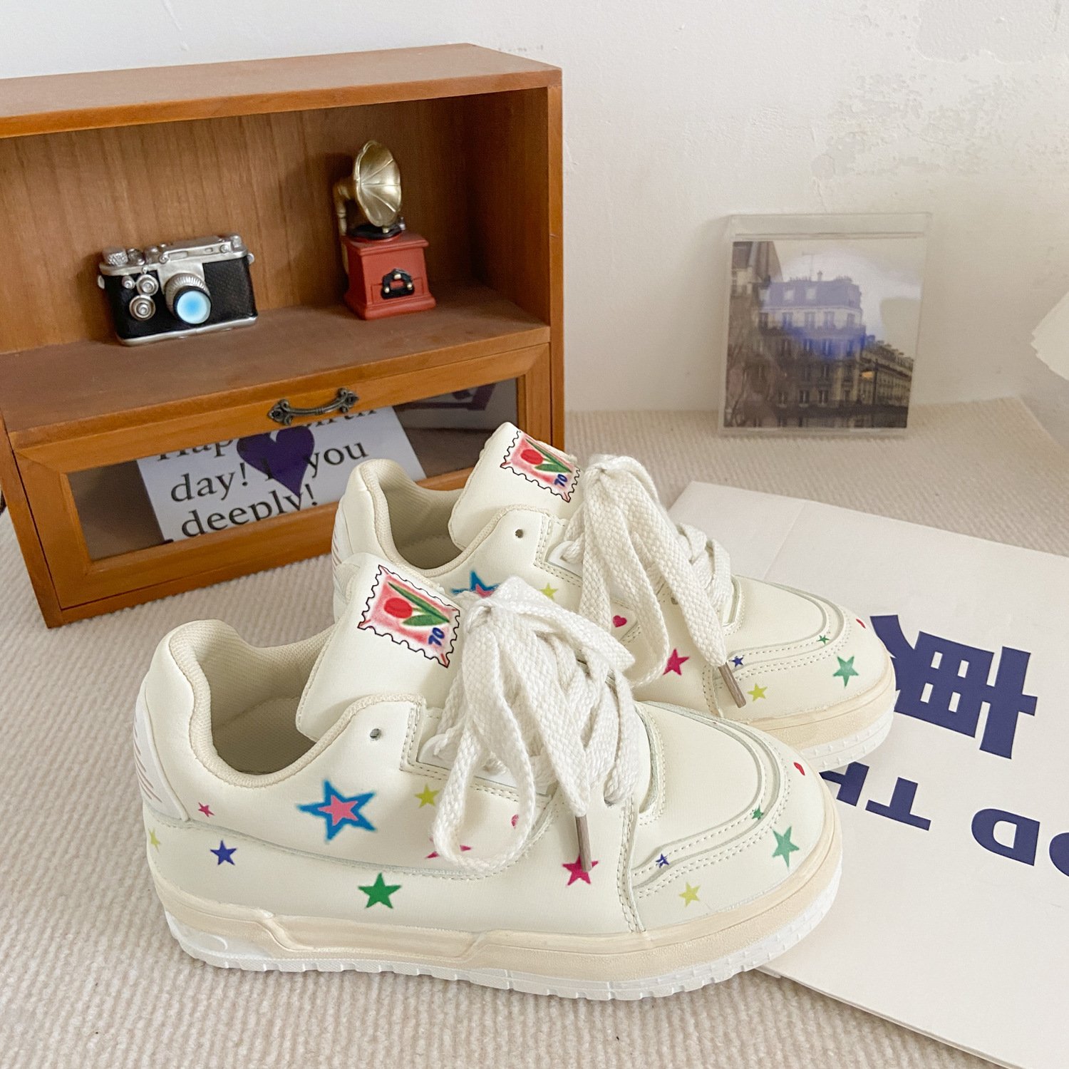 New Leather Flat Internet Celebrity Super Hot Fashion Platform Sneakers – Bild 2