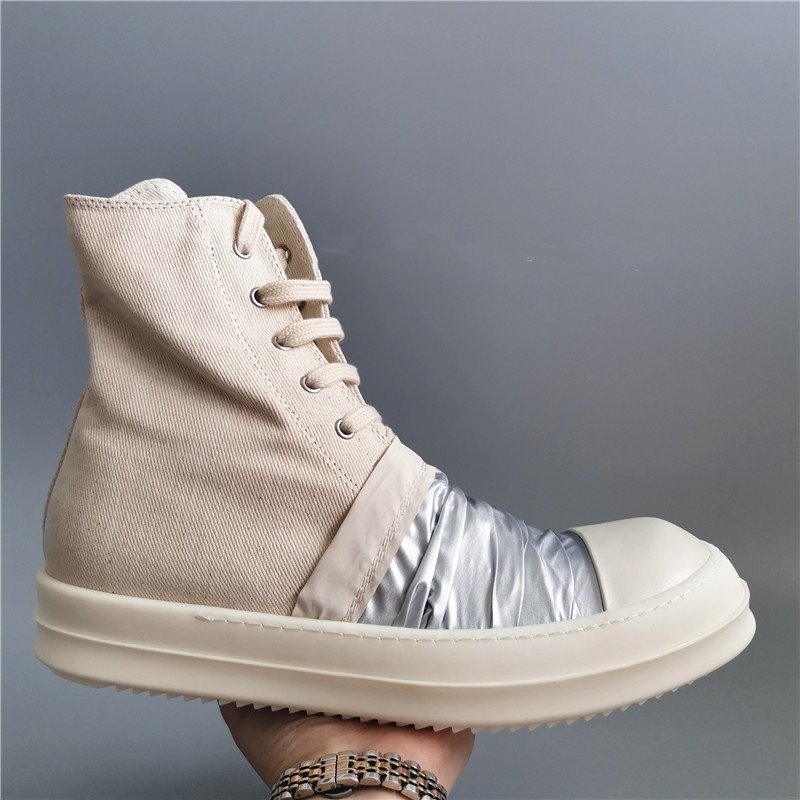 19SS High Top Shoes Secondary Line High Top Canvas Five Mangs Star Satin Old Wax Cloth Silver Pleated TPU Thick Sole – Bild 7