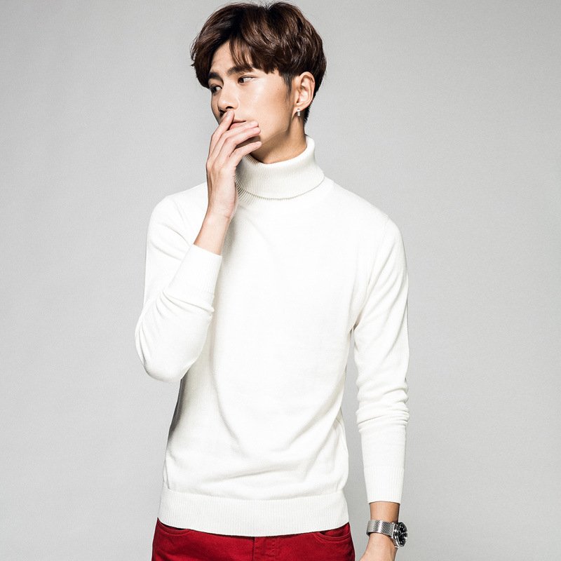 Solid Color Long Sleeve Turtleneck Pullover Men's Base Sweater – Bild 6