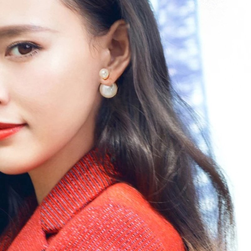 Women's Natural Freshwater Round Pearl Earrings – Bild 4