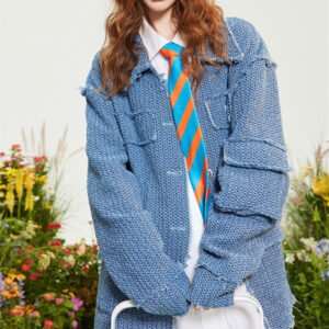 European And American Fashion Frayed Cat Beard Loose Lapels Coat Spring And Autumn