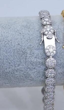 Hip Hop 925 Silver Tennis Chain Moissanite Bracelet – Bild 4