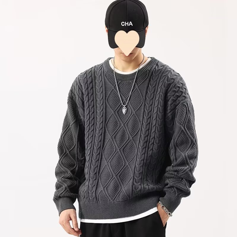 Round Neck Sweater Men's Loose Sweater – Bild 4