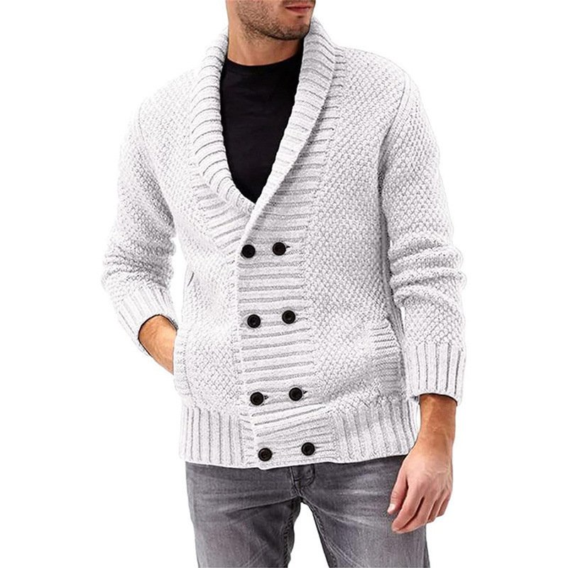 Fashion Simple Solid Color Men's Comfortable Long Sleeve Lapel Sweater – Bild 5