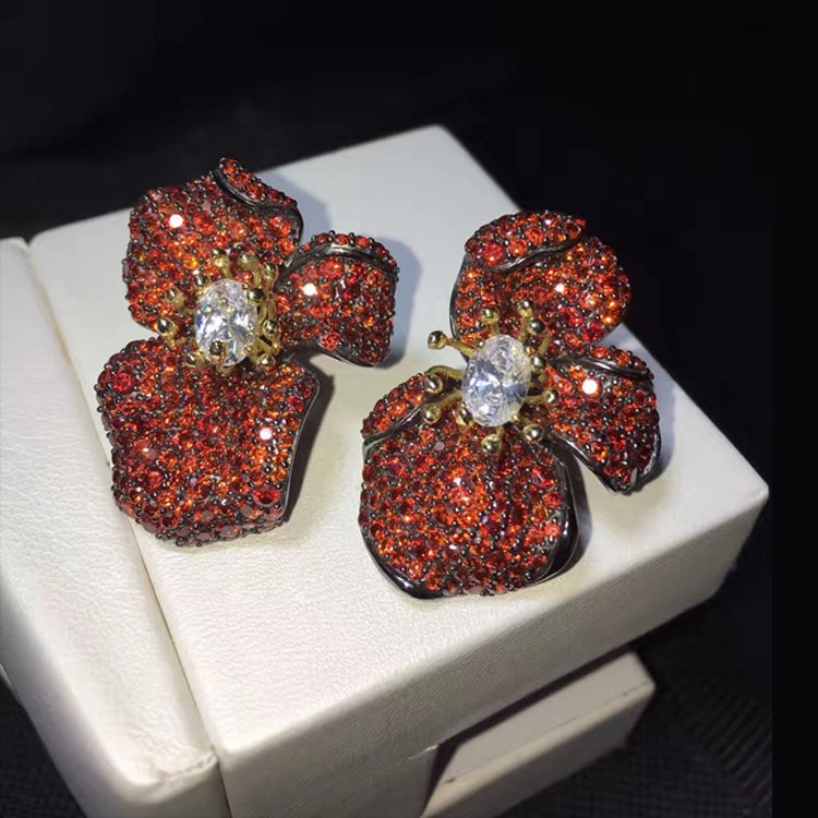 Simple Rose Sterling Silver And Black Gold Plated Earrings – Bild 3