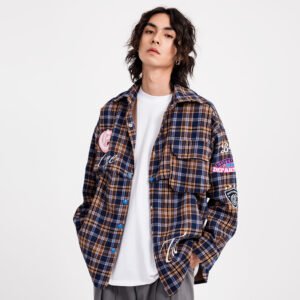 Fashion Brand Plaid Long Sleeve Shirt Coat