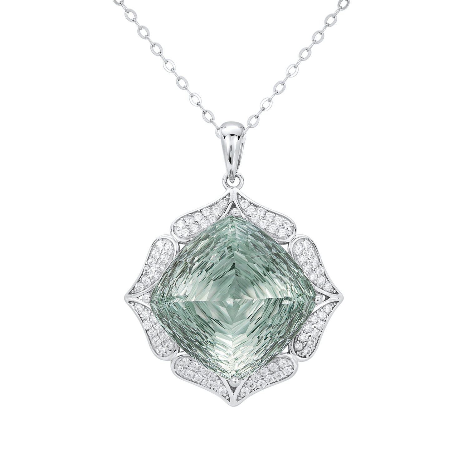 Luxury Sweater Chain Femininity S925 Silver Set Large Natural Green Crystal Pendant High-grade Jewelry – Bild 5
