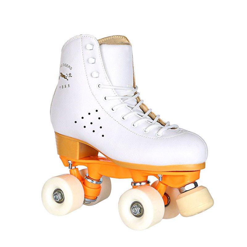 Black Roller Skates Four-wheel Shoes With Adjustable Brake PU Wheels – Bild 2