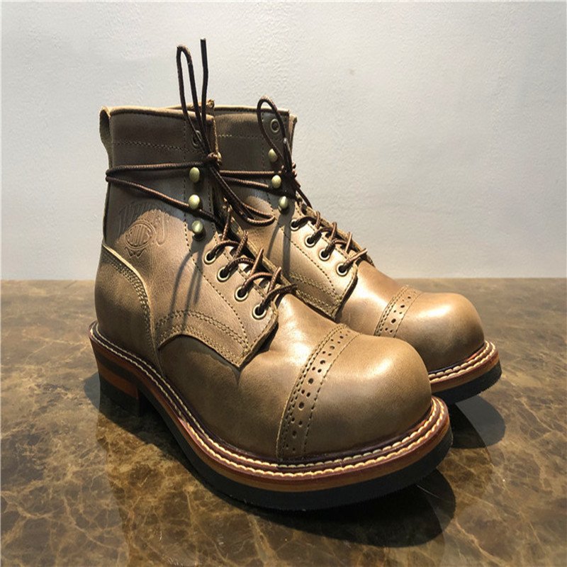 High-top Boots Leather All-match Mid-top Men's Shoes Trend – Bild 2