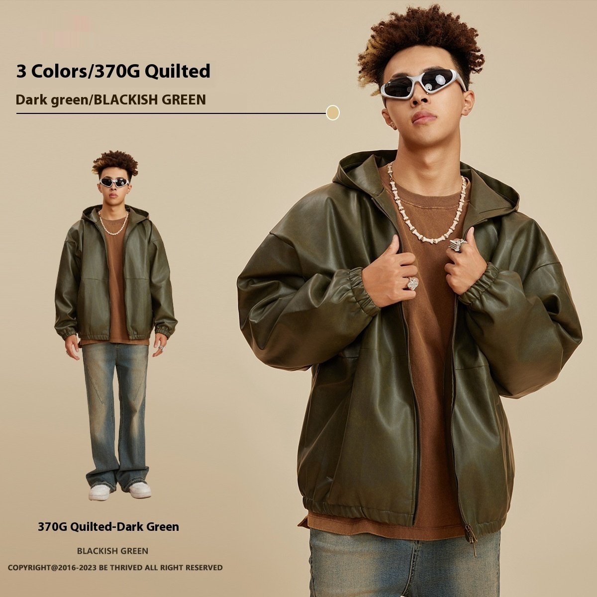 Heavy American Retro Fashion Brand Leather Coat – Bild 5