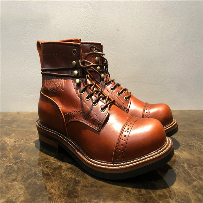 High-top Boots Leather All-match Mid-top Men's Shoes Trend – Bild 3