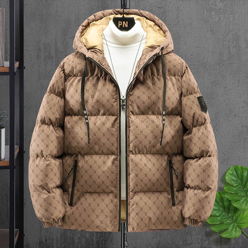 Autumn And Winter Casual Printing Popular Padded Hooded Cotton Coat Men – Bild 4