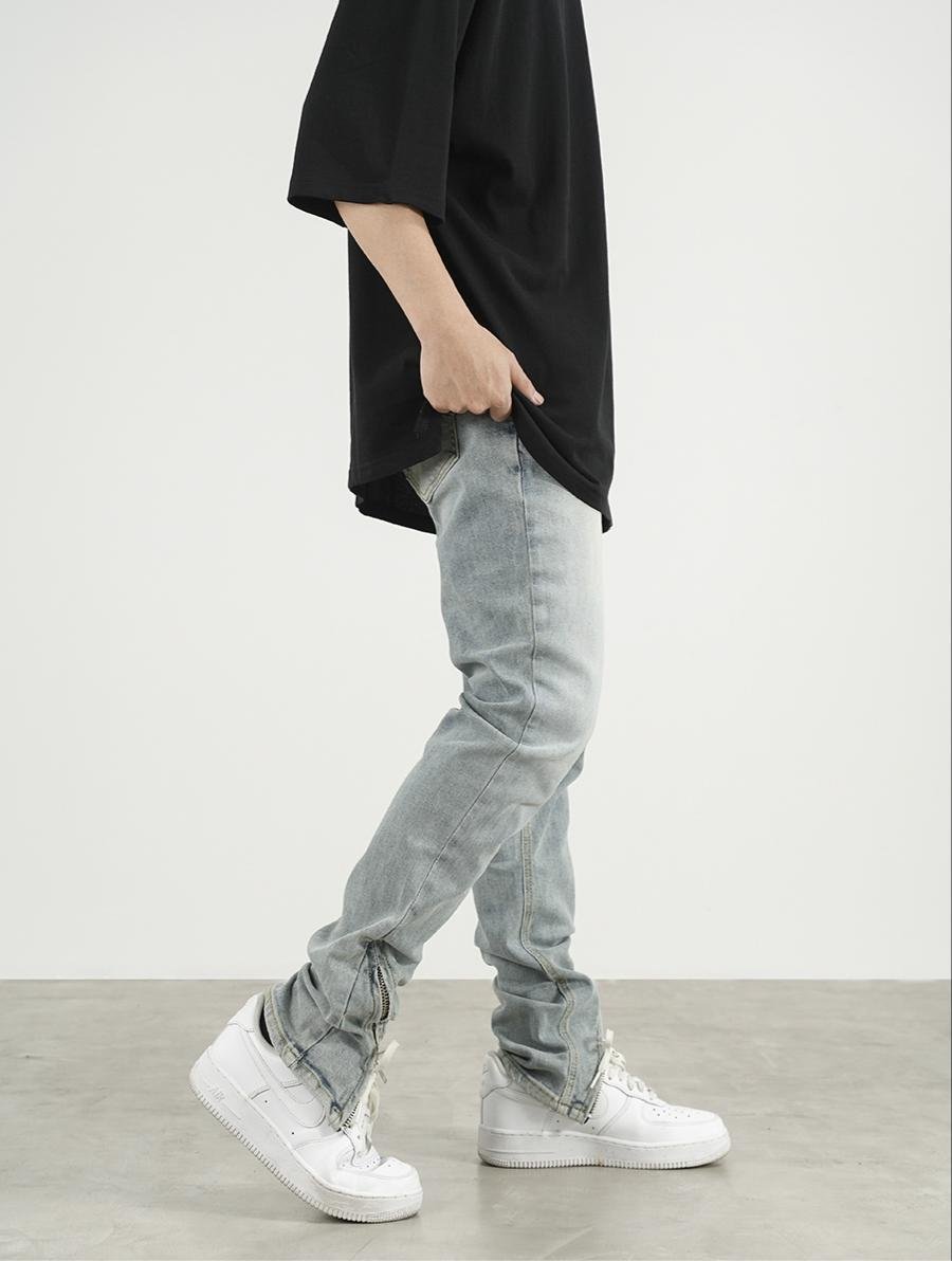 Men And Women High Street Scimitar Zipper Split Slim Jeans – Bild 3