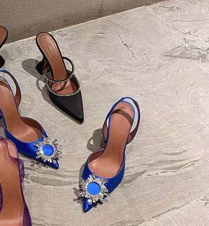 Glittering Rhinestone Satin Wine Glass Heel Shoes Baotou Slippers – Bild 3