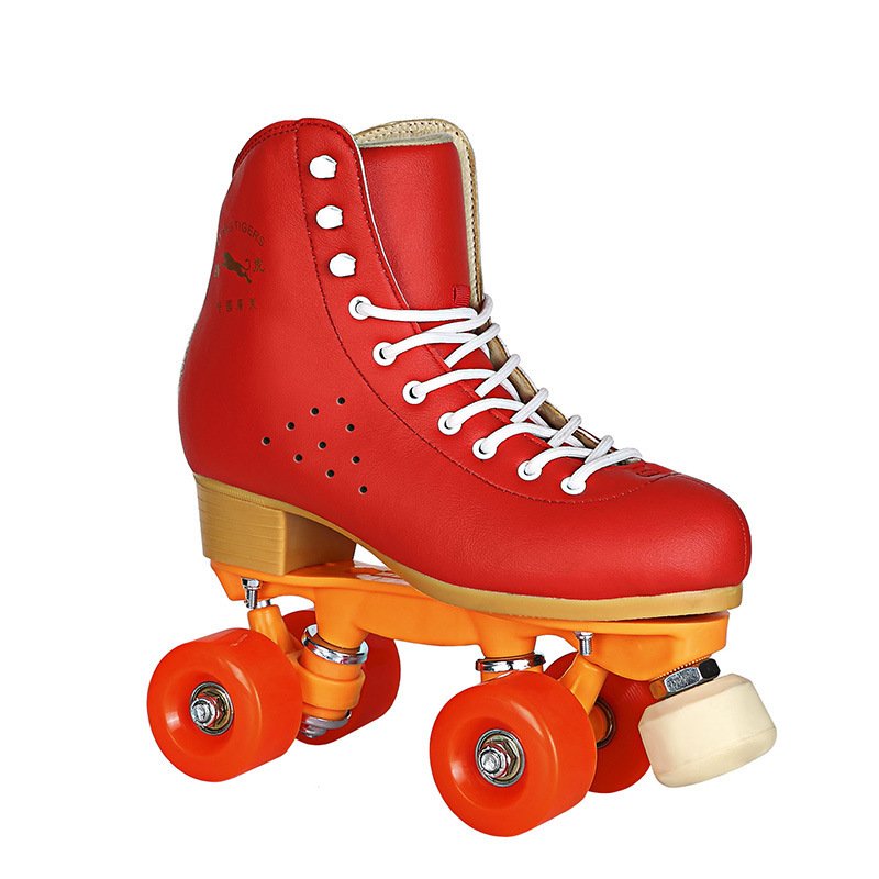 Black Roller Skates Four-wheel Shoes With Adjustable Brake PU Wheels – Bild 4