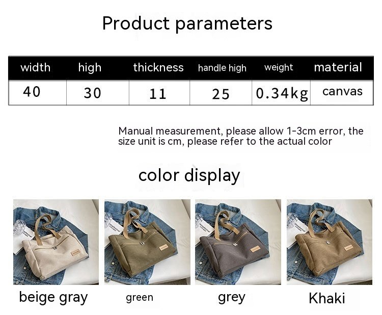 Canvas Shoulder Bags Women's Totes Handbag – Bild 9