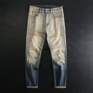 Retro Patchwork Motorcycle Jeans Men