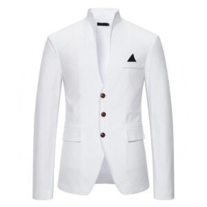 Men's Color Stitching Stand-collar Casual Slim Fit Suit