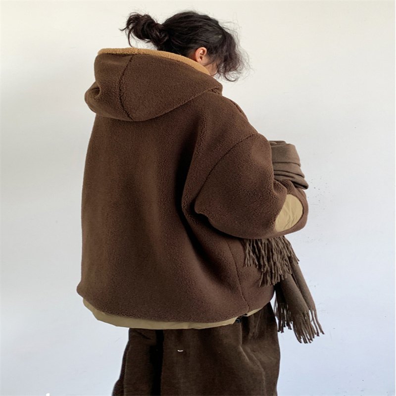 Japanese-style Retro Single-breasted Horn Button Polar Fleece Cotton-padded Coat For Men And Women – Bild 2