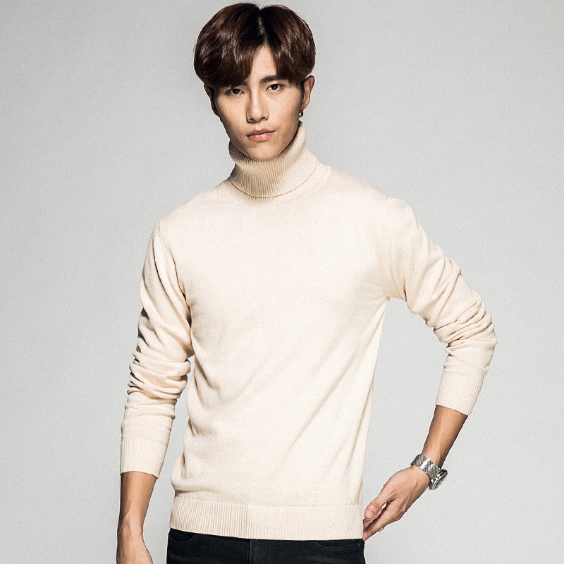 Solid Color Long Sleeve Turtleneck Pullover Men's Base Sweater – Bild 9