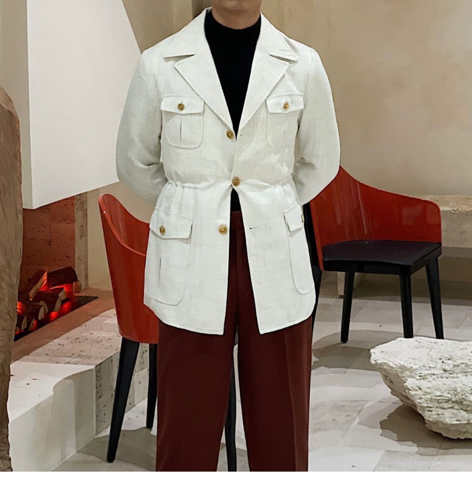 Retro Waist Cinching Casual Slim Fit Jacket, Suit Jacket For Men – Bild 4